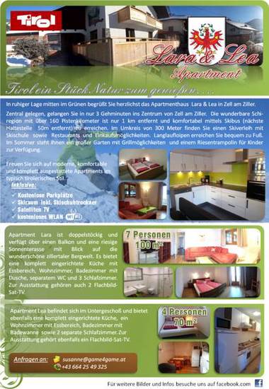 Apartment Haus Lara & Lea  Австрия, Цель ам Циллер